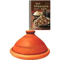 Marrakesch Orient & Mediterran Interior Dampfgartopf 2er Set ORIGINAL Tajine Tuareg 26cm + Nord-Afrikanische Küche Kochbuch, Lehm (2-tlg), Handarbeit