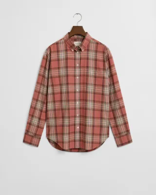 GANT - Relaxed Fit Flanellbluse mit Karomuster faded brick - Gr. - 38
