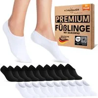 sockenkauf24 Füßlinge 10 Paar Premium Füßlinge Sneaker Socken Damen Herren Baumwolle (20-Paar) invisible Socks ohne Naht mit Silikonpad gegen Verrutschen - 70106T