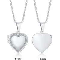 Order & Smile Schmuck Herzkette Medaillon mit Foto: Herz Kette aus Edelstahl mit Zirkonia