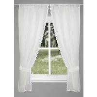 HOME WOHNIDEEN Gardine NISHAY (1 St), Stangendurchzug, halbtransparent, 4tlg.Raffgarnitur Leinenoptik, Macramée