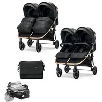 Lorelli Zwillings-Kombikinderwagen Geschwisterkinderwagen Duo, klappbar verstellbar Fußabdeckung Wickeltasche