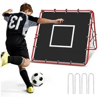 Clanmacy Rebounder Dubbelzijdig voetbal reboundnet 120 x 120 cm met 420D doelzeil, (1-St)