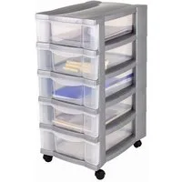 Spetebo Allzweckkiste Schubladenschrank rollbar - 66 cm - Rollcontainer (Stück, 1 St., Rollcontainer), Rollcontainer mit Schubladen in grau