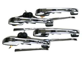 4x Retro Türgriff Türöffner Griff Set + Schlüssel Schloss SET Chrom für VW Audi