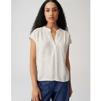 OPUS Kurzarmshirt Sawoko im Materialmix weich fließender Fall, glatter Griff, Casual