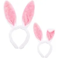 Widmann S.r.l. Kostüm Haarreif mit Hasenohren - Weiß Rosa, Zubehör Hase
