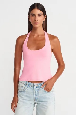 Schmal geschnittenes Haltertop mit Cut-Outs