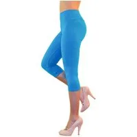 YESET Leggings Damen Capri 3/4 Leggings Baumwolle hoher Bund HELLBLAU XXXL Highwaist-Leggings