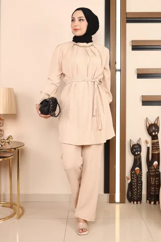 Ketten Detailed Anzug Beige