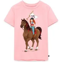 Spreadshirt T-Shirt Schleich Horse Club Hannah auf Pferd Cayenne Kinder Premium T-Shirt (1-tlg)