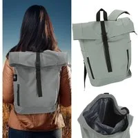 CEPEWA Rucksack Falt Rucksack Urban 30l hellgrau 40x57x15cm 600D Polyester Rolltop