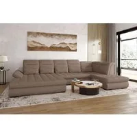 99rooms Wohnlandschaft Toscana, Sofa, U-Form, Bettfunktion, Rundumbezug aus gepolstertem Velours VOGUE