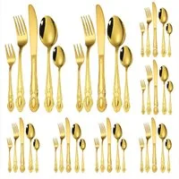 UniqueFire Besteck-Set 40-teilig Besteckset Royal Gold aus Edelstahl für 8 Personen (40-tlg), 8 Personen, Edelstahl