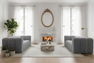 Sofaset Designersofa SOLVIE 4-4 in Stoff Tiffani Grau