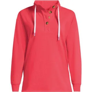Pullover SERIOUS SWEATS mit Knopfleiste für Damen in Plus-Größe, Damen, size: plus, Gelb, Baumwoll-Mischung/Polyester-Mischung, by Lands' End