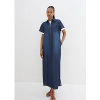 bonprix Jeanskleid für warme Tage, mit kurzem Arm, aus Baumwolle, mit Hemdblusenkragen