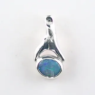 Massiver 935er Silberanhänger mit 0,82 ct. Semi Black Opal