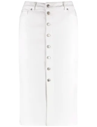 GERRY WEBER Collection - Figurbetonter Jeansrock mit Knopfleiste beige/weiß - Gr. - 36