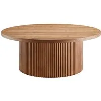 SalesFever Couchtisch mit Massivholz-Lamellen, Ø 85 cm (1-St), Moderner Wohnzimmertisch aus Holz in natürlichem Look