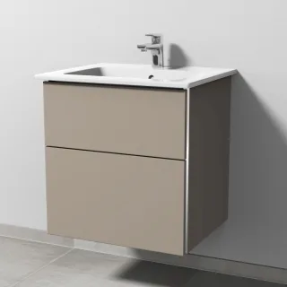 Sanipa 3way Keramik-Set Venticello Keramik-Waschtisch und Unterbau mit 2 Auszügen, Sandgrau-Matt BS32167