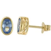 trendor Paar Ohrstecker 21879, für Damen 925 Silber Vergoldet Aquamarin Blau