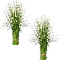 Kunstgras Stehgras-Busch mit Blüten, Creativ green, Höhe 48 cm