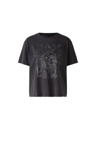Oui - T-Shirt washed out black - Gr. - 38