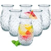 Spetebo Cocktailglas Glas im Ananas Design 400 ml - 6er Set -, Glas, im stylischen Ananas Design