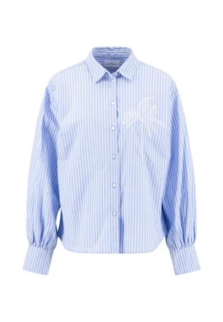 FYNCH-HATTON - BLOUSE STRIPE EMBROY cornflower blue - Gr. - 36