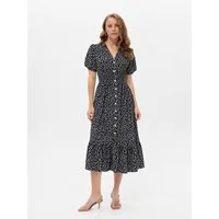 Passioni Hemdblusenkleid Maxikleid mit Blumenprint Sommerkleid mit gesmokter Taille