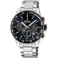 Festina Chronograph Herrenuhr F20560-5 - Schwarzes Zifferblatt, Edelstahlband, 45 mm F20560/5