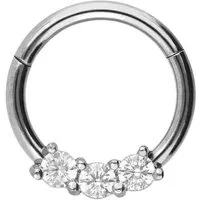 PIERCINGLINE Nasenpiercing Chirurgenstahl Segmentring Clicker 3 KRISTALLE Ohrpiercing Septum Nase (Clicker, 1-tlg), Ohrpiercing für Conch, Helix, Tragus, Daith, Lobe