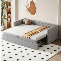 Flieks Daybett, Tagesbett Schlafsofa mit Unterbett 90x200cm/180x200cm Samt