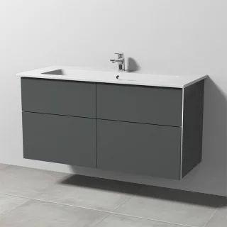 Sanipa 3way Keramik-Set Venticello Keramik-Waschtisch und Unterbau mit 4 Auszügen, Anthrazit-Matt BR32722