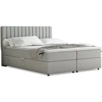 Homesy Boxspringbett EVEREST – Komfortables Doppelbett im modernen Design (Bett inkl. zwei Bettkästen und Topper), Große Auswahl an Polsterfarben, inklusive Matratze und Topper