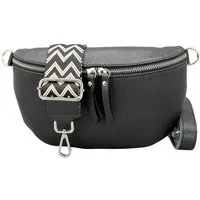BRISE TASCHE Schultertasche Serra Echtledertasche mit 2 Riemen, Bauchtasche vielseitig tragbar, 2 Trageriemen: Leder & Zickzack-Design, verstellbar, Echtleder