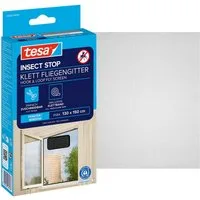 tesa Fliegengitter-Gewebe Klett Fliegengitter für Fenster - Insektenschutz - 130x150 cm, (Packung, 1-St., Fliegennetz, Klettband), mit Klettband, zuschneidbar - Mückenschutz ohne Bohren