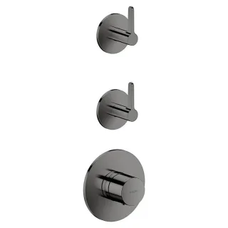 hansgrohe AXOR One Thermostatmodul 48722330 Unterputz, 2 Verbraucher, mit Hebelgriff, polished black chrome