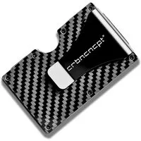 CRBNCNCPT Kartenetui Carbon Fiber Kartenetui mit Geldklammer aus Aluminium - Schwarz Herren, RFID Schutz