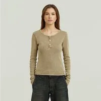 G-STAR Langarmshirt Vintage Slim Henley t ls wmn mit Knopfleiste, Baumwollmix