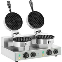 Royal Catering Waffeleisen Doppelwaffeleisen Doppel Waffelautomat Brüsseler Waffel Gastro rund, 2600 W