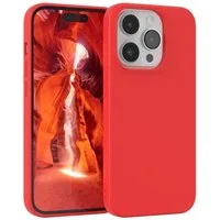 EAZY CASE Handyhülle für Apple iPhone 14 Pro Hülle Silikon 6,1 Zoll, Silikon Schutzhülle mit Kameraschutz stoßfest handycover elastisch Rot