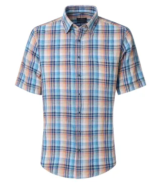 CASAMODA - Leinenhemd Kurzarm türkis - Gr. - XXL