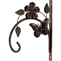 Decoris season decorations Dekoobjekt, Wandhaken Blume & Schmetterling aus Eisen Outdoor 19x2x25cm