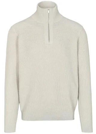 BASEFIELD - NOS Zip Troyer Pullover mountain grey mel. - Gr. - M