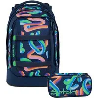 Satch Schulranzen Schulrucksack-Set PACK Crazy Twist 2-teilig (2-teilig), ergonomisch, Your-Size-System: auf Körpergröße anpassbar