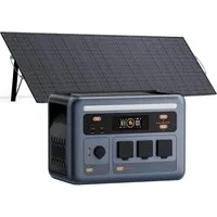 OSCAL Stromerzeuger 1800SE Tragbare Powerstation,1024Wh LiFePO4-Akku,1800W Solargenerator, 1,8 in kW, (2-tlg), Notstromversorgung für Camping, Wohnmobil und zu Hause