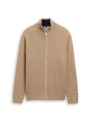 Tom Tailor - Strickjacke aus Baumwolle hazel brown melange - Gr. - M