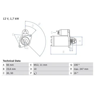 Bosch Anlasser 1,7 kW Audi A4 A5 A6 Q5 2,0 0986024030